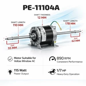 PE-11104A Voltas PICL Window AC Fan Motor – 890 RPM, 115W